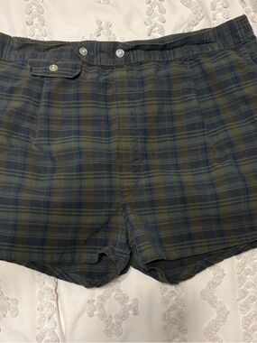 Pilgrim Green and Navy Plaid Swim Trunks
